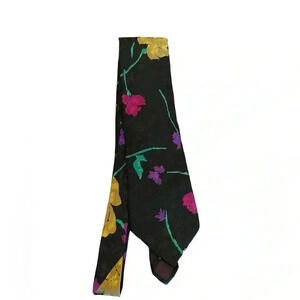 Guy Laroche 100% Silk Necktie Floral Multicolor Print Tie Made in USA